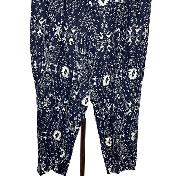 Carole Little size 20W blue & white pants elastic waist Geo print Aztec - Picture 3 of 13